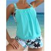 imageSOLY HUX Womens 2 Piece Tropical Print Cut Out Tankini Swimsuit Scoop Neck Tank Top with Boyshorts SwimwearMulticoloured Tropical