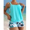 imageSOLY HUX Womens 2 Piece Tropical Print Cut Out Tankini Swimsuit Scoop Neck Tank Top with Boyshorts SwimwearMulticoloured Tropical