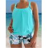 imageSOLY HUX Womens 2 Piece Tropical Print Cut Out Tankini Swimsuit Scoop Neck Tank Top with Boyshorts SwimwearMulticoloured Tropical