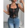 imageSOLY HUX Womens Polka Dots Tank Top Bow Sleeveless Shirts Tie Up Fitted Summer Crop VestBlack and White