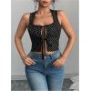 imageSOLY HUX Womens Polka Dots Tank Top Bow Sleeveless Shirts Tie Up Fitted Summer Crop VestBlack and White