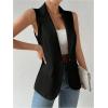 imageSOLY HUX Womens Sleeveless Lapel Collar Neck Single Button Vest Blazer JacketPlain Black