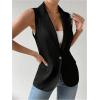 imageSOLY HUX Womens Sleeveless Lapel Collar Neck Single Button Vest Blazer JacketPlain Black