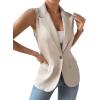imageSOLY HUX Womens Sleeveless Lapel Collar Neck Single Button Vest Blazer JacketSolid Apricot