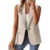 imageSOLY HUX Womens Sleeveless Lapel Collar Neck Single Button Vest Blazer JacketSolid Apricot