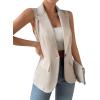 imageSOLY HUX Womens Sleeveless Lapel Collar Neck Single Button Vest Blazer JacketSolid Apricot