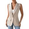 imageSOLY HUX Womens Sleeveless Lapel Collar Neck Single Button Vest Blazer JacketSolid Apricot