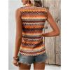 imageSOLY HUX Womens Summer Boho Tank Tops Geo Print Sleeveless Crewneck Casual Vacation Vest Top ShirtsOrange Multi