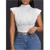 imageSOLY HUX Womens Textured Elegant Tank Tops Mock Neck Cap Sleeve Crop Shirts Going Out VestSolid White