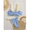 imageSOLY HUX Womens Two Piece Swimsuit Color Block Knot Bikini Set Summer Bathing SuitBlue Colorblock