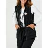 imageSOLY HUX Womens Zip Up Vest Sleeveless Collared Outerwear Scrubs Workwear with PocketSolid Black