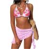imageSOLY HUX Womens Floral Print Halter Bikini Bathing Suits Swimsuit with Coverup Wraps Beach Vacation OutfitPink Floral