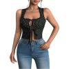 imageSOLY HUX Womens Polka Dots Tank Top Bow Sleeveless Shirts Tie Up Fitted Summer Crop VestBlack and White