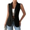 imageSOLY HUX Womens Sleeveless Lapel Collar Neck Single Button Vest Blazer JacketPlain Black