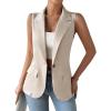 imageSOLY HUX Womens Sleeveless Lapel Collar Neck Single Button Vest Blazer JacketSolid Apricot