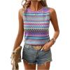 imageSOLY HUX Womens Summer Boho Tank Tops Geo Print Sleeveless Crewneck Casual Vacation Vest Top ShirtsPurple Multi