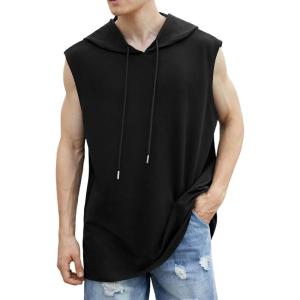imageSOLY HUX Mens Plus Size Sleeveless Hooded Tank Top Summer Hoodies Vest Muscle Gym Big and Tall TopsBlack
