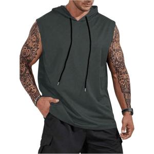 imageSOLY HUX Mens Plus Size Sleeveless Hooded Tank Top Summer Hoodies Vest Muscle Gym Big and Tall TopsPlain Dark Grey