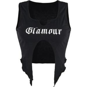 imageSOLY HUX Womens Y2K Sexy Tank Top Strapless Sleeveless Graphic Split Crop Tops VestBlack Graphic