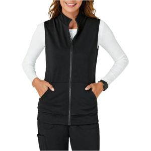 imageSOLY HUX Womens Zip Up Vest Sleeveless Collared Outerwear Scrubs Workwear with PocketSolid Black