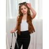 imageSOLY HUX Girls Cute Vest Sleeveless Fringe Suede Vests Western Vest Jacket Cardigan Trendy Fall OuterwearPlain Brown