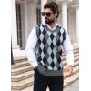 imageSOLY HUX Mens Plaid Sweater Vests Sleeveless V Neck Argyle Sweater Autumn Winter Warm Knitwear Tank TopsMulticoloured Argyle