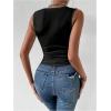 imageSOLY HUX Womens Cowl Neck Ruched Tank Tops Asymmetrical Sleeveless Summer Vest TopsPure Black