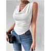 imageSOLY HUX Womens Cowl Neck Ruched Tank Tops Asymmetrical Sleeveless Summer Vest TopsPure White