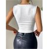 imageSOLY HUX Womens Cowl Neck Ruched Tank Tops Asymmetrical Sleeveless Summer Vest TopsWhite Sequin