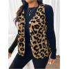 imageSOLY HUX Womens Plus Size Faux Fur Leopard Print V Neck Sleeveless Button Front Vest JacketGinger Leopard