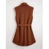 imageSOLY HUX Womens Plus Size Sleeveless Lapel Open Front Vest Jacket Cardigan with BeltedBurnt Orange