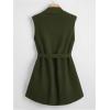 imageSOLY HUX Womens Plus Size Sleeveless Lapel Open Front Vest Jacket Cardigan with BeltedPlain Army Green