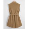 imageSOLY HUX Womens Plus Size Sleeveless Lapel Open Front Vest Jacket Cardigan with BeltedPlain Khaki