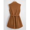 imageSOLY HUX Womens Plus Size Sleeveless Lapel Open Front Vest Jacket Cardigan with BeltedPlain Mocha Brown