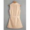 imageSOLY HUX Womens Plus Size Sleeveless Lapel Open Front Vest Jacket Cardigan with BeltedPure Apricot