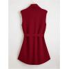 imageSOLY HUX Womens Plus Size Sleeveless Lapel Open Front Vest Jacket Cardigan with BeltedPure Burgundy