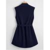 imageSOLY HUX Womens Plus Size Sleeveless Lapel Open Front Vest Jacket Cardigan with BeltedPure Dark Blue