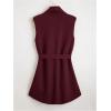imageSOLY HUX Womens Plus Size Sleeveless Lapel Open Front Vest Jacket Cardigan with BeltedPure Maroon