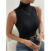imageSOLY HUX Womens Sleeveless Turtleneck Sweater Vest Knit Pullover Tank TopsPure Black