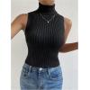 imageSOLY HUX Womens Sleeveless Turtleneck Sweater Vest Knit Pullover Tank TopsPure Black