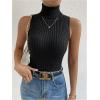 imageSOLY HUX Womens Sleeveless Turtleneck Sweater Vest Knit Pullover Tank TopsPure Black