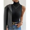 imageSOLY HUX Womens Sleeveless Turtleneck Sweater Vest Knit Pullover Tank TopsPure Black