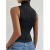 imageSOLY HUX Womens Sleeveless Turtleneck Sweater Vest Knit Pullover Tank TopsPure Black