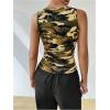 imageSOLY HUX Womens Square Neck Tank Top Sleeveless Slim Fit Shirts Camo Vest TopsBeige Multi Camo
