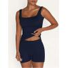 imageSOLY HUX Womens Square Neck Tank Top Sleeveless Tight Fitted Vest Base Layer TopsDark Blue