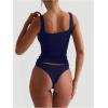 imageSOLY HUX Womens Square Neck Tank Top Sleeveless Tight Fitted Vest Base Layer TopsDark Blue