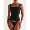 imageSOLY HUX Womens Square Neck Tank Top Sleeveless Tight Fitted Vest Base Layer TopsSolid Black