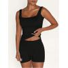 imageSOLY HUX Womens Square Neck Tank Top Sleeveless Tight Fitted Vest Base Layer TopsSolid Black