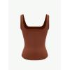 imageSOLY HUX Womens Square Neck Tank Top Sleeveless Tight Fitted Vest Base Layer TopsSolid Brown