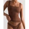 imageSOLY HUX Womens Square Neck Tank Top Sleeveless Tight Fitted Vest Base Layer TopsSolid Brown